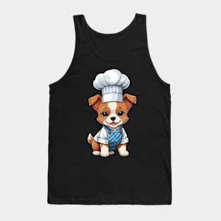 Cute Puppy in Overalls Illustration Tank Top